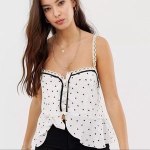 Free People Medium White & Black True To Your Heart Tank